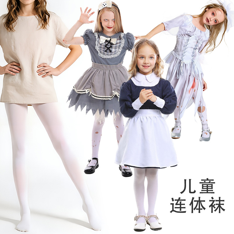 Children's jumpsuits, Halloween bridal white stockings, velvet dance stockings, girls' leggings accessories