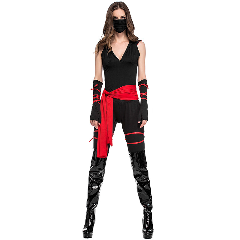 Ninja Masked Warriors Halloween Costume, Role-Playing Black Ninja Outfit, Stage Costume