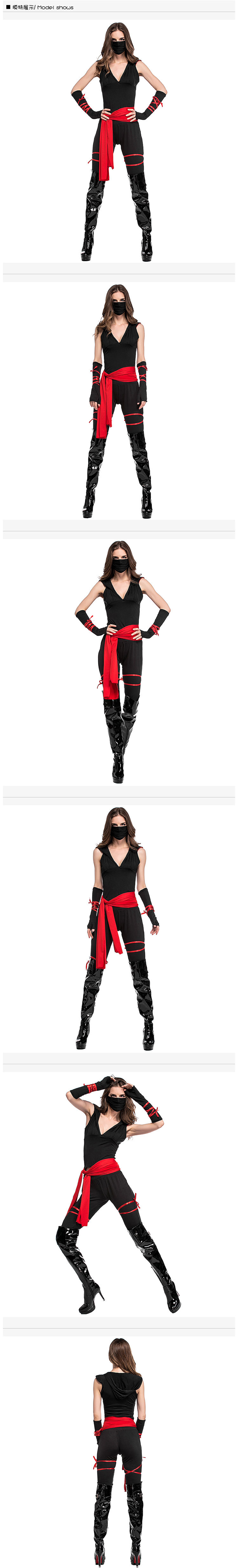 Ninja Masked Warriors Halloween Costume, Role-Playing Black Ninja Outfit, Stage Costume