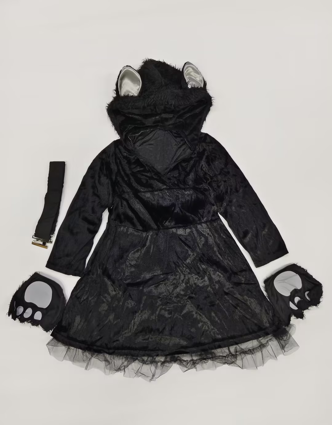 Cute little black cat costume for girls, perfect for kindergarten stage parties and animal performances.