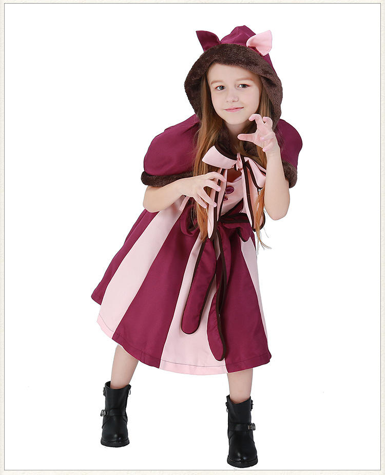Dream Wonderland Park Children's Purple Girl Cosplay Costume Smiley Cat Party Costume Halloween Costume