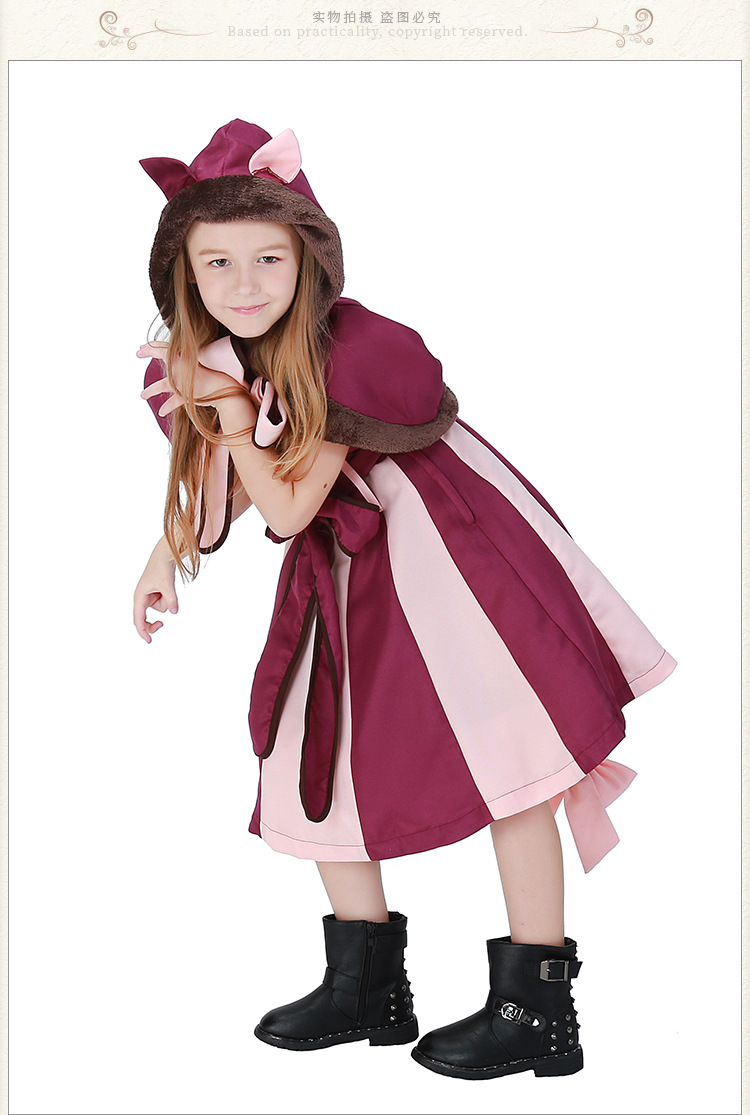 Dream Wonderland Park Children's Purple Girl Cosplay Costume Smiley Cat Party Costume Halloween Costume