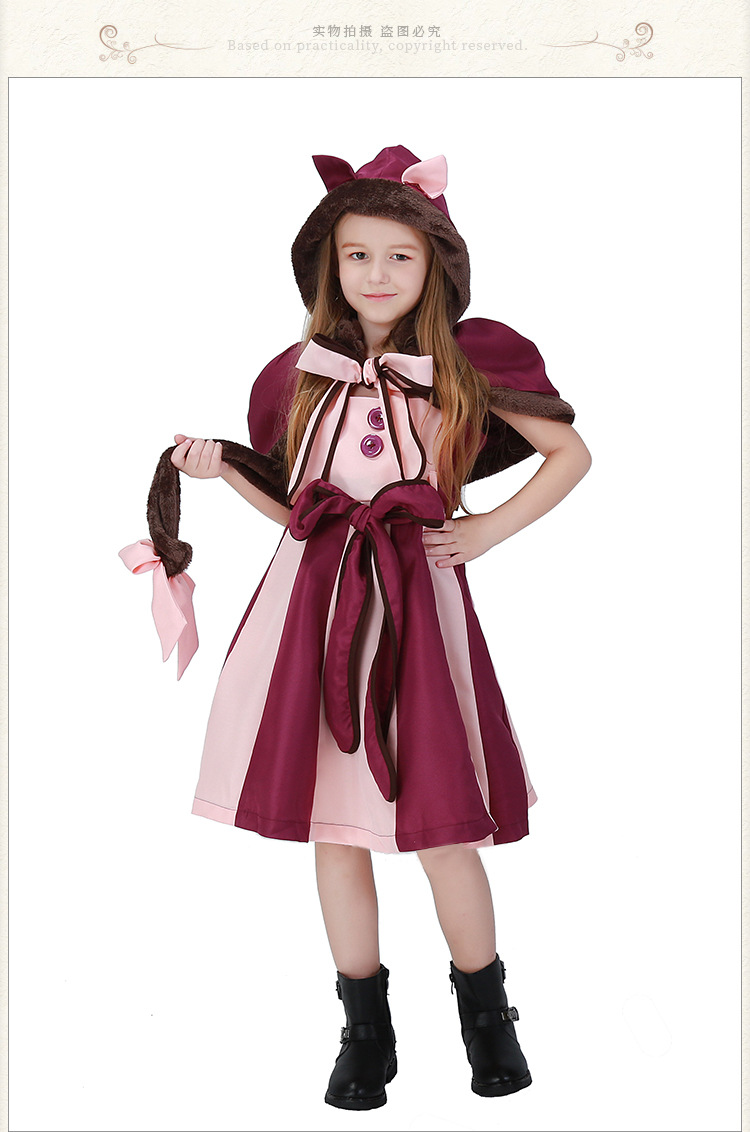 Dream Wonderland Park Children's Purple Girl Cosplay Costume Smiley Cat Party Costume Halloween Costume