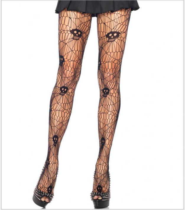 Halloween skull bodysuit fishnet stockings, ghost festival bone stockings, masquerade socks accessories