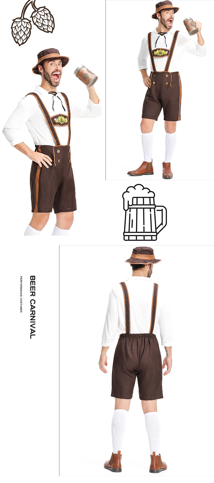 Guangzhou German Beer Festival Costumes for Men, Adult Carnival Attire