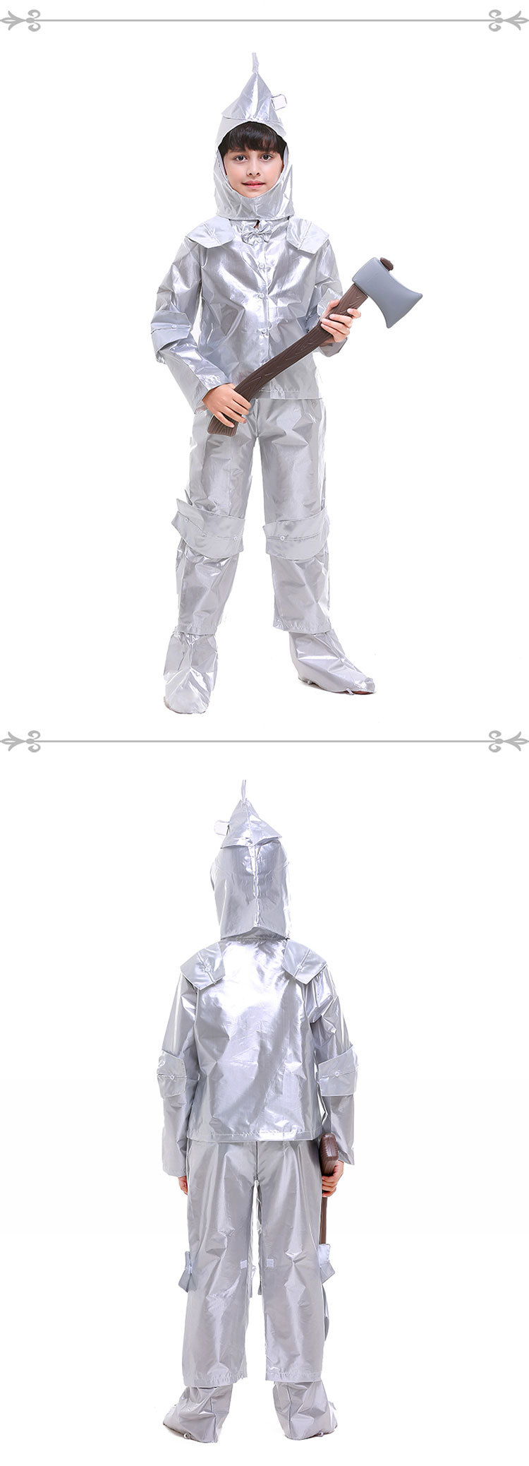 Halloween cosplay Tin Man/Tin Man costumes for boys, including a Wizard of Oz outfit.