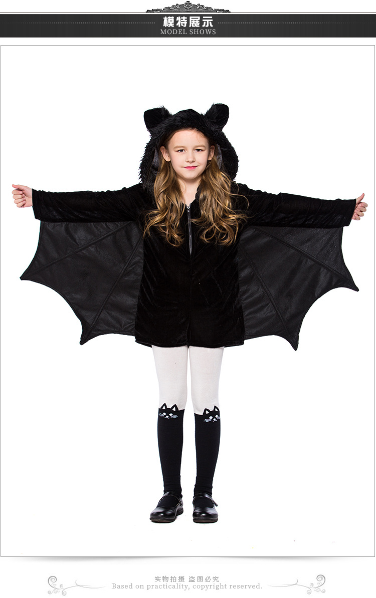 Halloween costume, girls' bat costume, cosplay, children's stage performance costume, prom party outfit