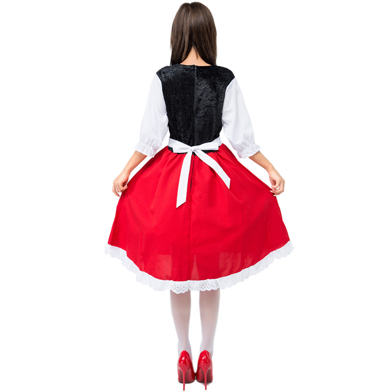 Halloween Little Red Riding Hood cosplay costume, red maid outfit, fairy tale adult stage play costume