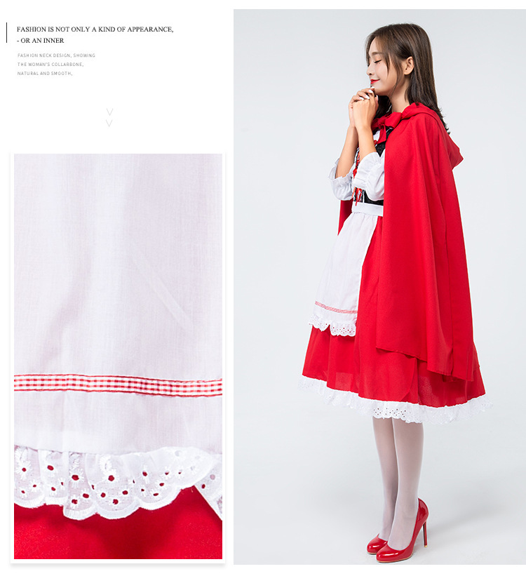 Halloween Little Red Riding Hood cosplay costume, red maid outfit, fairy tale adult stage play costume