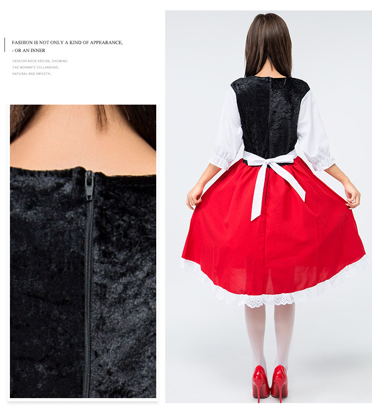 Halloween Little Red Riding Hood cosplay costume, red maid outfit, fairy tale adult stage play costume