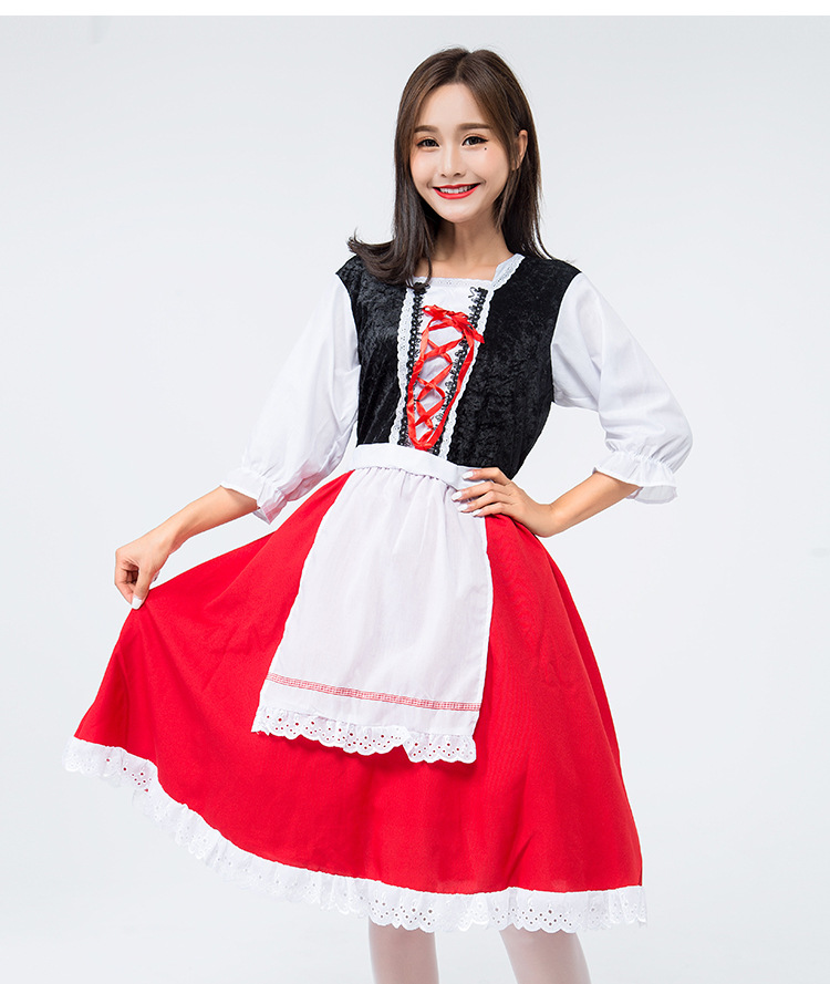 Halloween Little Red Riding Hood cosplay costume, red maid outfit, fairy tale adult stage play costume