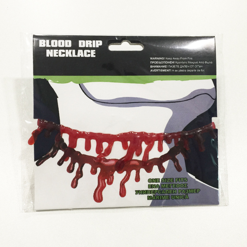 Halloween Creative Scar Necklace Red Realistic Necklace Red Flowing Liquid Choker A24