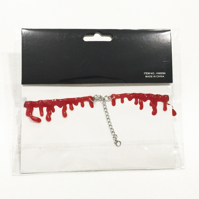 Halloween Creative Scar Necklace Red Realistic Necklace Red Flowing Liquid Choker A24