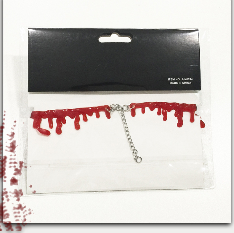 Halloween Creative Scar Necklace Red Realistic Necklace Red Flowing Liquid Choker A24