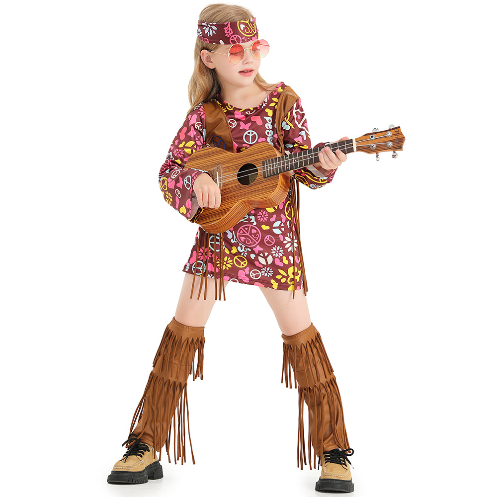 Halloween Carnival Stage Performance Girls' Concert Hippie Rock Female Hip Hop Singer Costume