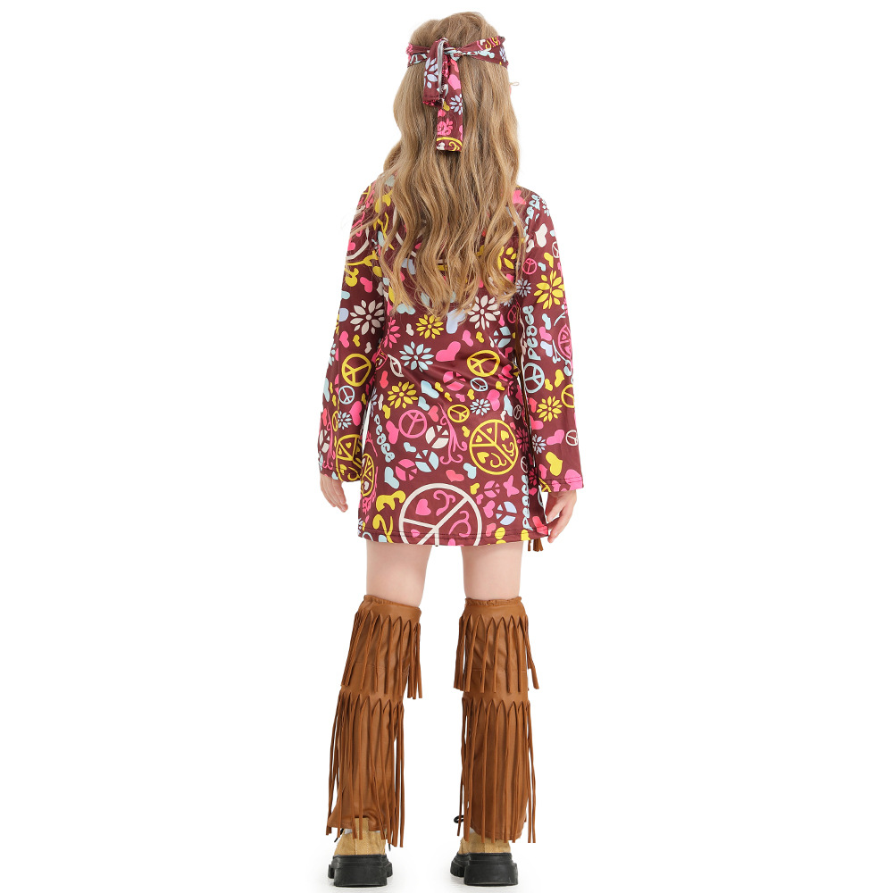 Halloween Carnival Stage Performance Girls' Concert Hippie Rock Female Hip Hop Singer Costume