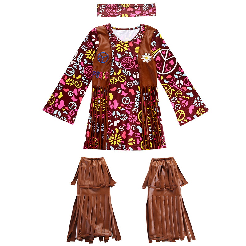 Halloween Carnival Stage Performance Girls' Concert Hippie Rock Female Hip Hop Singer Costume