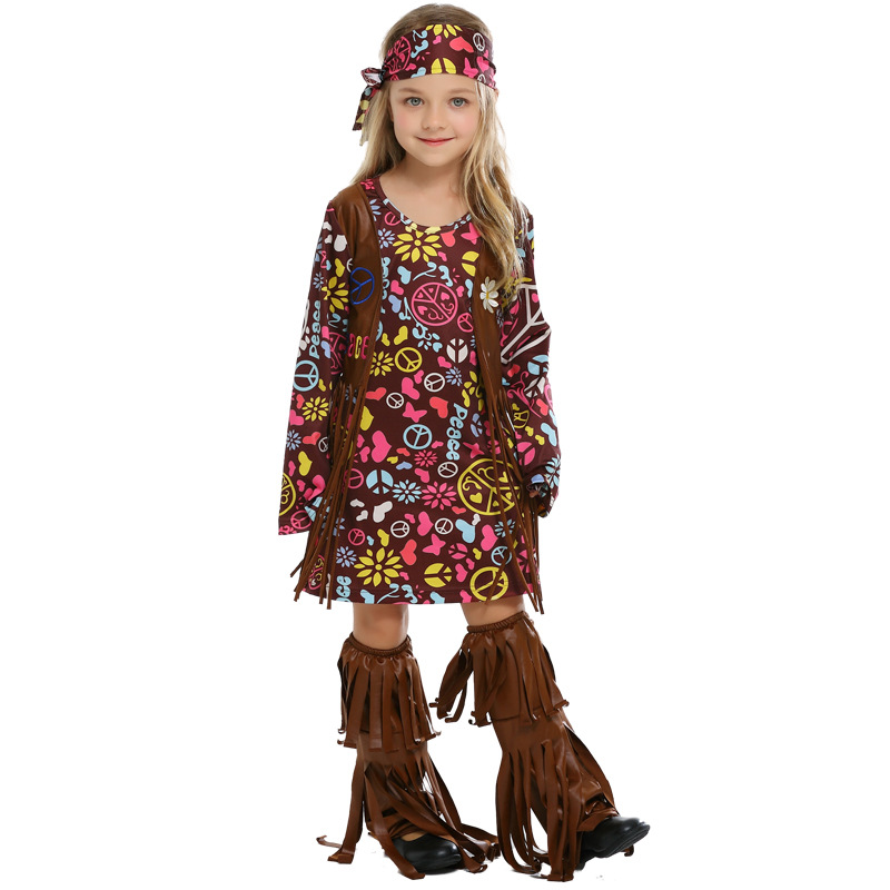 Halloween Carnival Stage Performance Girls' Concert Hippie Rock Female Hip Hop Singer Costume