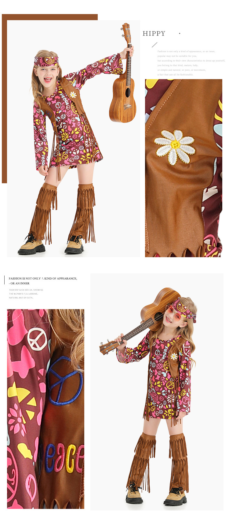 Halloween Carnival Stage Performance Girls' Concert Hippie Rock Female Hip Hop Singer Costume