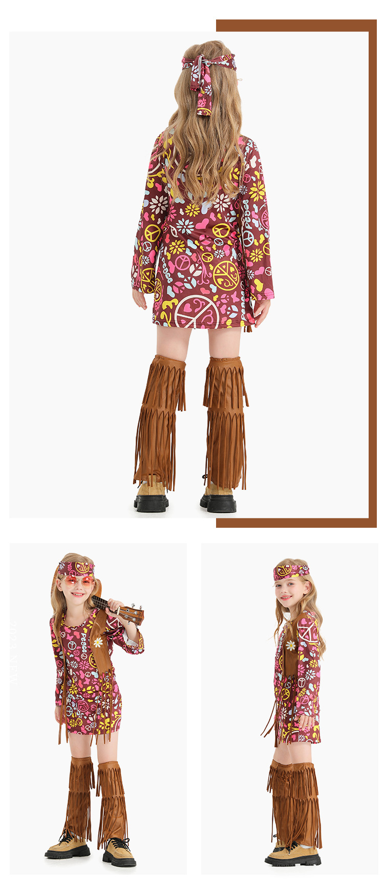 Halloween Carnival Stage Performance Girls' Concert Hippie Rock Female Hip Hop Singer Costume