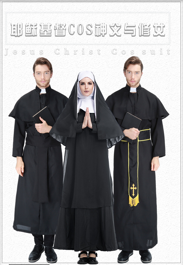 Cosplay Halloween Easter Carnival Adult Male Priest Costume