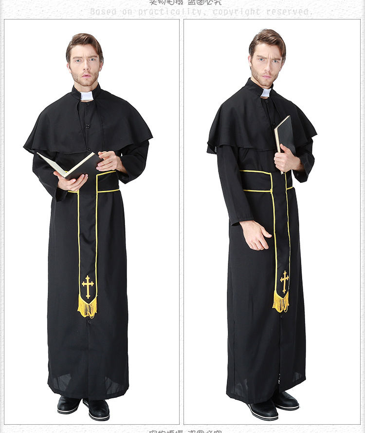 Cosplay Halloween Easter Carnival Adult Male Priest Costume