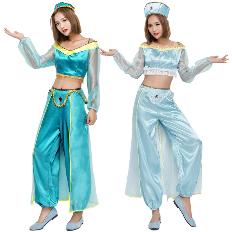 Japanese Halloween costume, princess costume, Indian dancer performance costume, two-color sexy belly dance costume