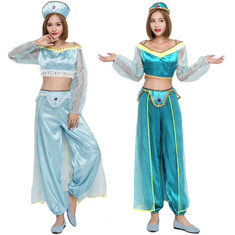 Japanese Halloween costume, princess costume, Indian dancer performance costume, two-color sexy belly dance costume