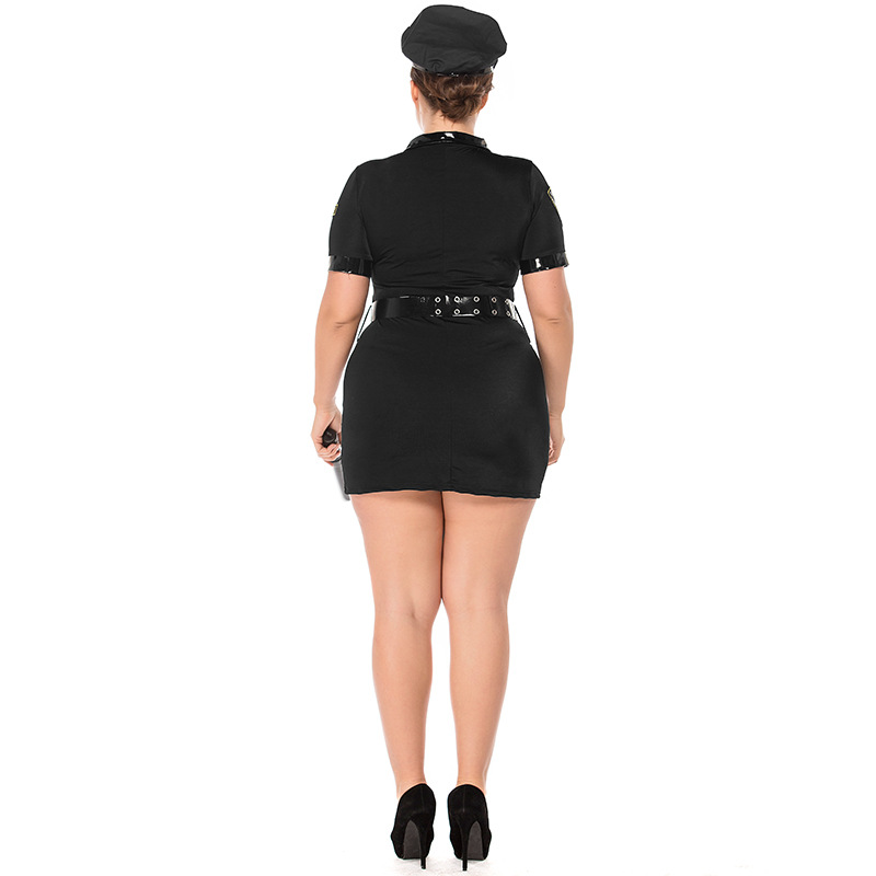 Plus-size female police uniform cosplay, police uniform party costume, outfit