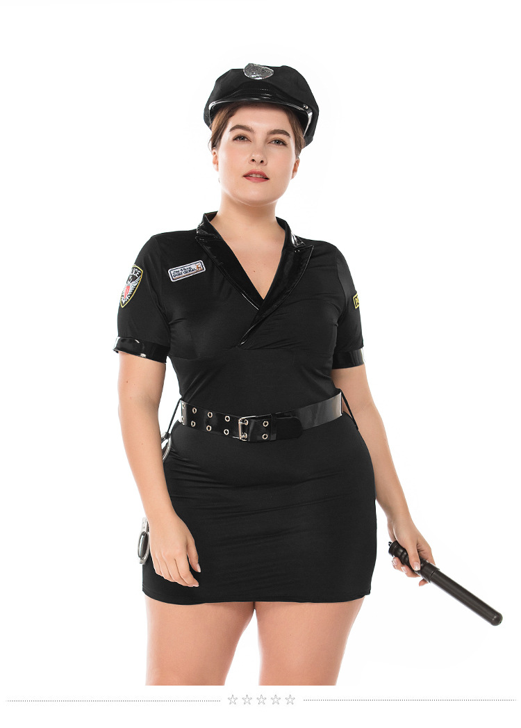 Plus-size female police uniform cosplay, police uniform party costume, outfit
