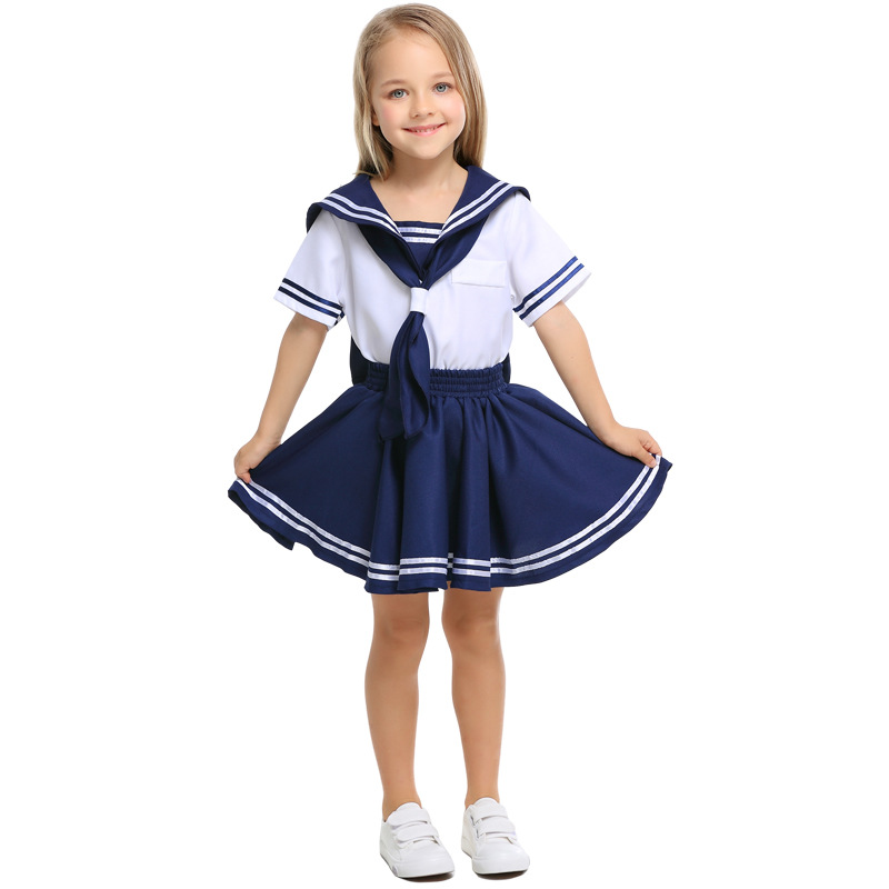 Children's Navy Sailor School Uniform Kindergarten Sailor Warrior Cosplay Costume Girls