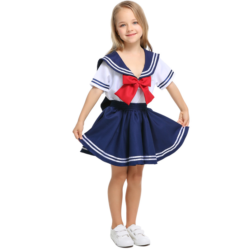 Children's Navy Sailor School Uniform Kindergarten Sailor Warrior Cosplay Costume Girls