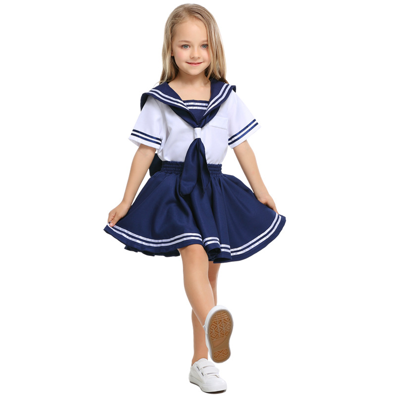Children's Navy Sailor School Uniform Kindergarten Sailor Warrior Cosplay Costume Girls