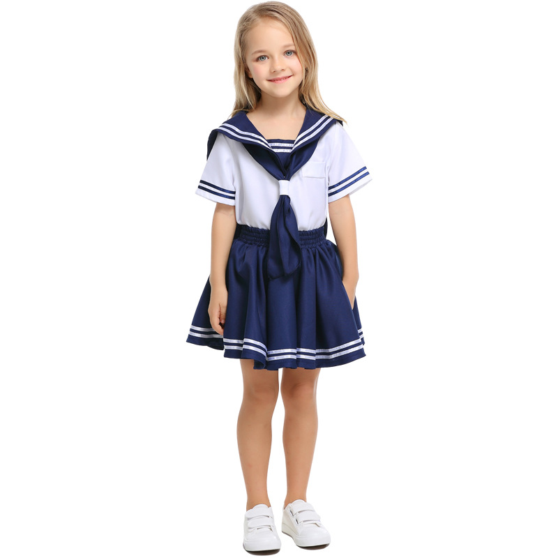 Children's Navy Sailor School Uniform Kindergarten Sailor Warrior Cosplay Costume Girls