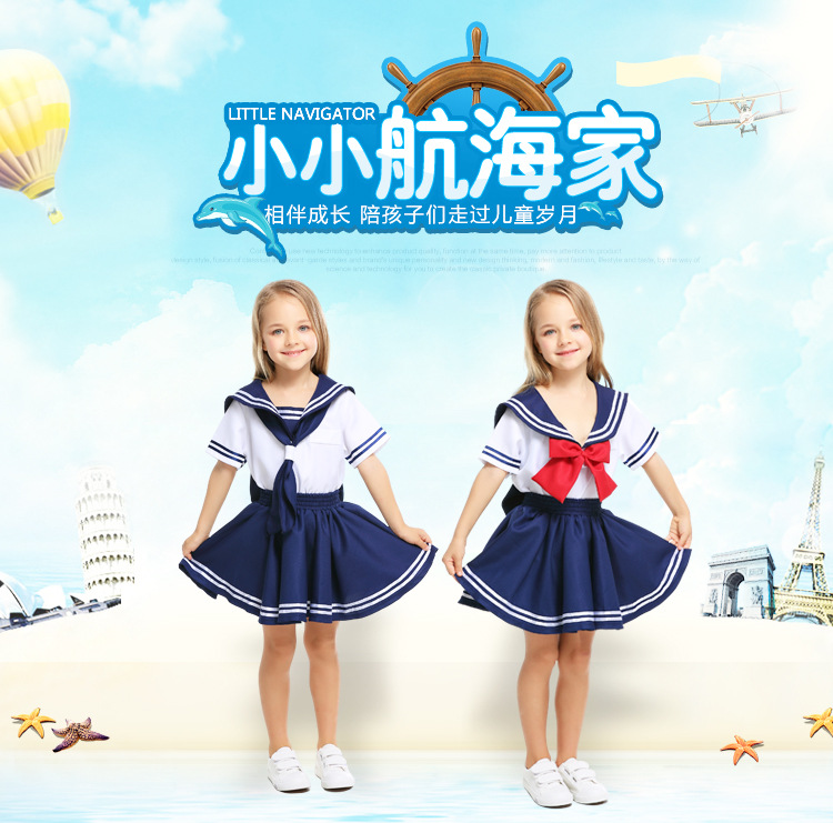 Children's Navy Sailor School Uniform Kindergarten Sailor Warrior Cosplay Costume Girls