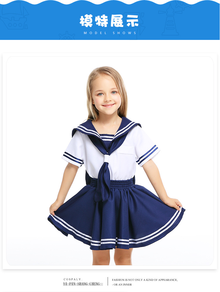 Children's Navy Sailor School Uniform Kindergarten Sailor Warrior Cosplay Costume Girls