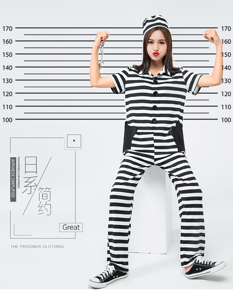 2023 Striped Jumpsuit Prisoner Costume, Rakuten Japanese Uniform Party Game Cosplay Costume