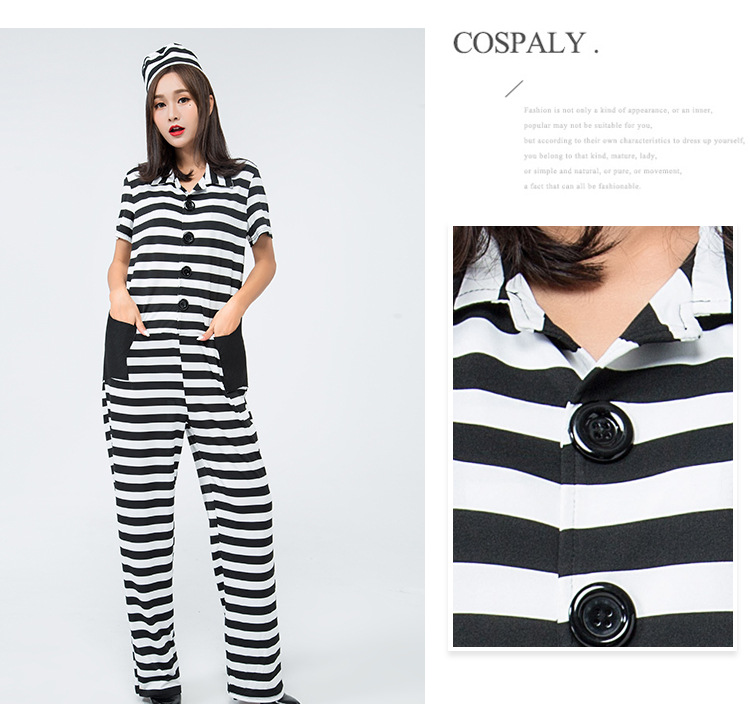 2023 Striped Jumpsuit Prisoner Costume, Rakuten Japanese Uniform Party Game Cosplay Costume