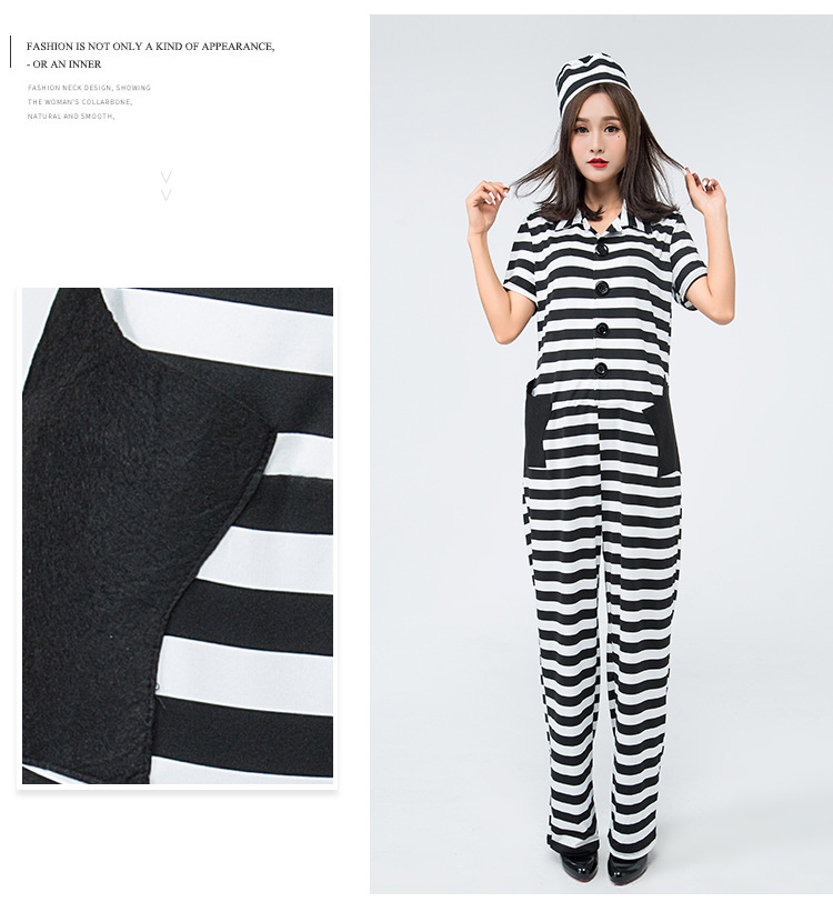 2023 Striped Jumpsuit Prisoner Costume, Rakuten Japanese Uniform Party Game Cosplay Costume