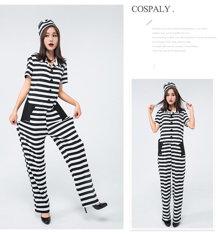 2023 Striped Jumpsuit Prisoner Costume, Rakuten Japanese Uniform Party Game Cosplay Costume