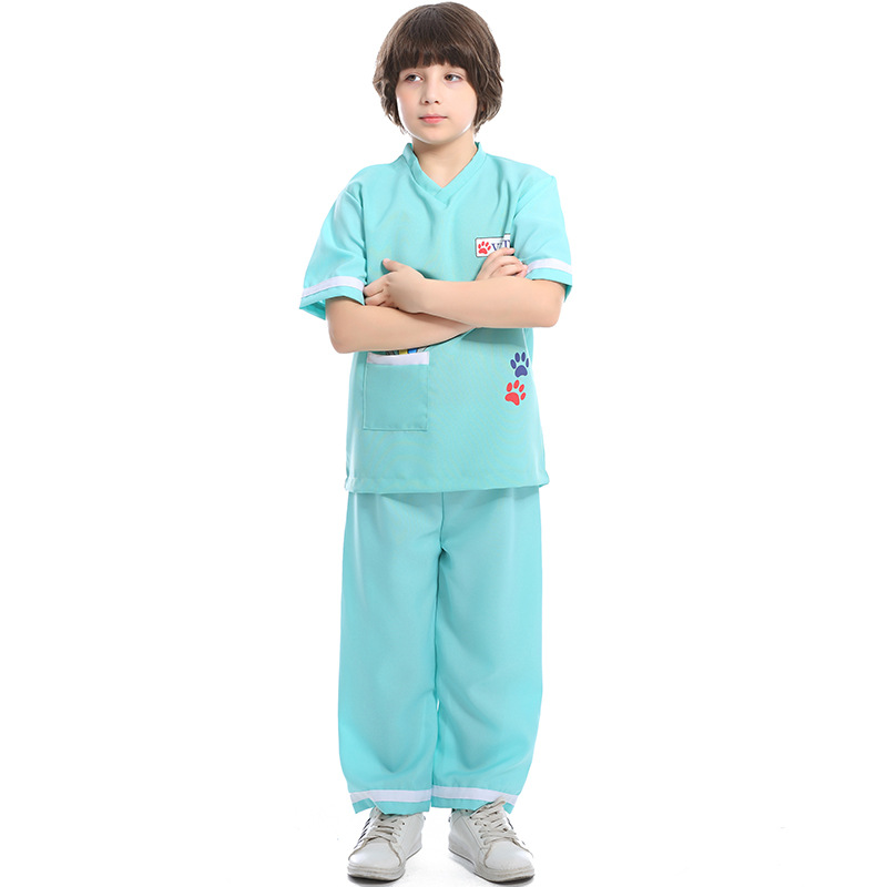 Cartoon-patterned veterinarian/pet doctor role-playing kindergarten activity game costume stage performance costume