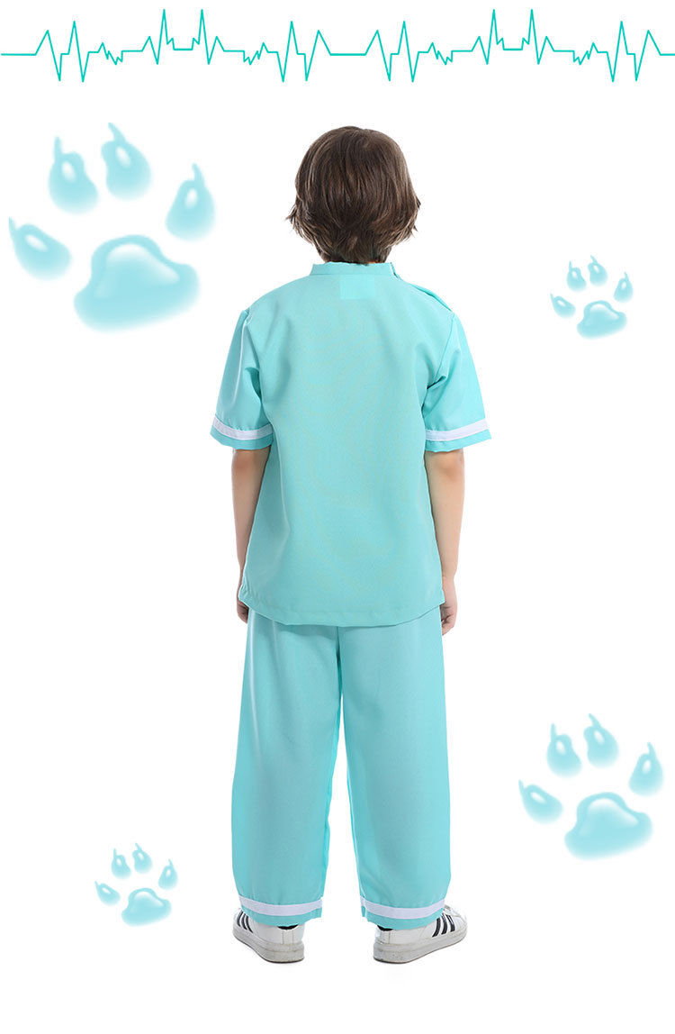 Cartoon-patterned veterinarian/pet doctor role-playing kindergarten activity game costume stage performance costume