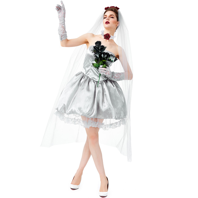 New Halloween adult ghost bride costume for masquerade parties, bars, and stages.