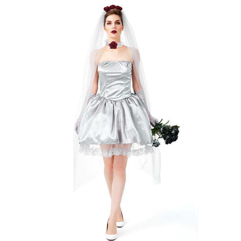 New Halloween adult ghost bride costume for masquerade parties, bars, and stages.