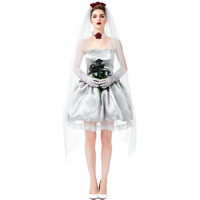 New Halloween adult ghost bride costume for masquerade parties, bars, and stages.