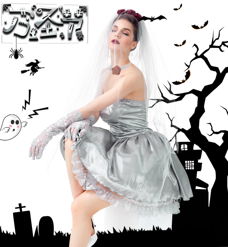 New Halloween adult ghost bride costume for masquerade parties, bars, and stages.