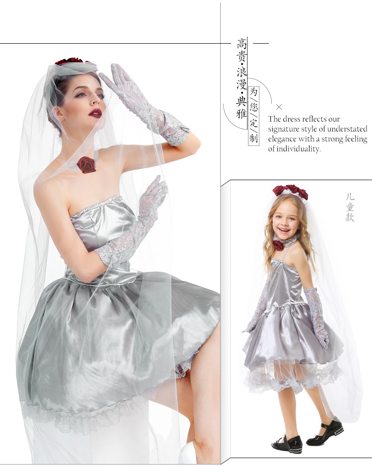 New Halloween adult ghost bride costume for masquerade parties, bars, and stages.