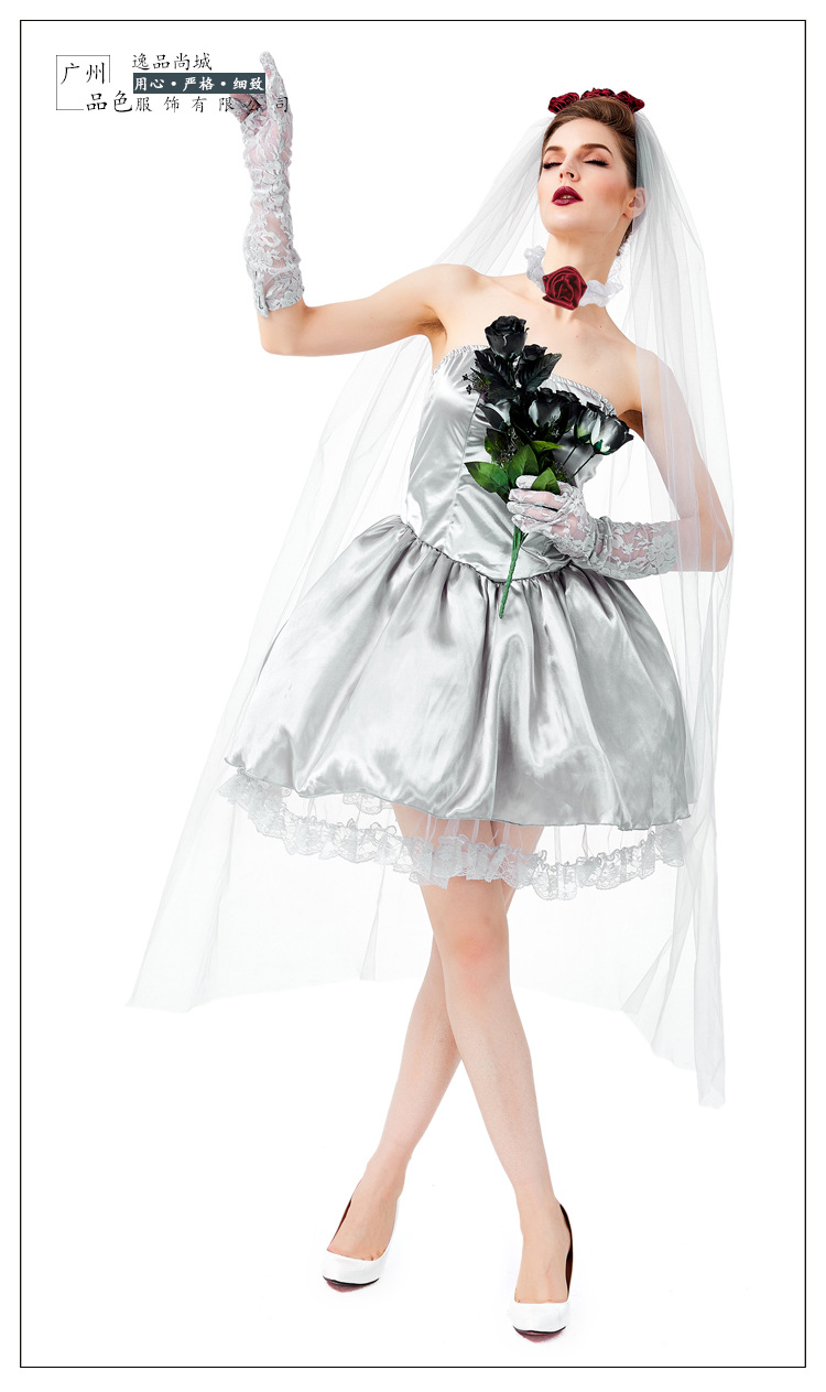 New Halloween adult ghost bride costume for masquerade parties, bars, and stages.