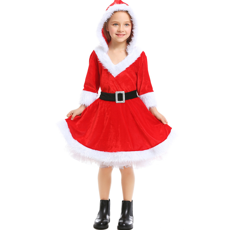 Christmas costumes for adults and children, parent-child outfits, Christmas girls' cosplay red Santa Claus tutu dress