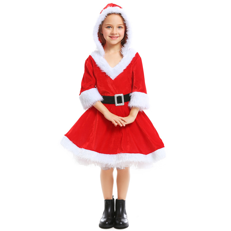 Christmas costumes for adults and children, parent-child outfits, Christmas girls' cosplay red Santa Claus tutu dress